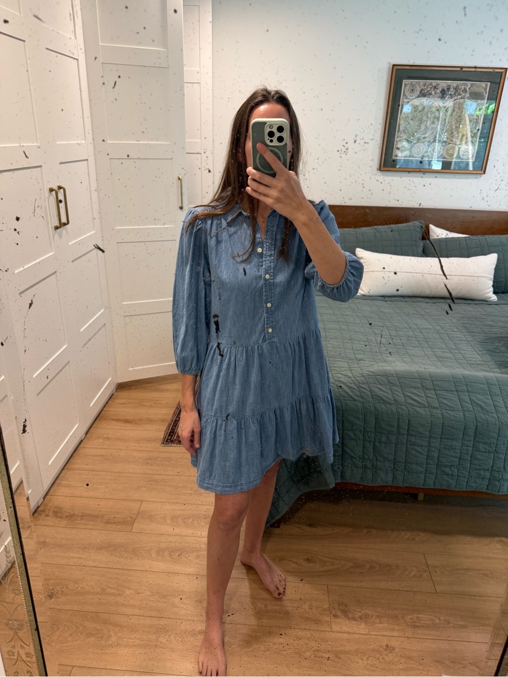 Gap Tiered Chambray Dress Small